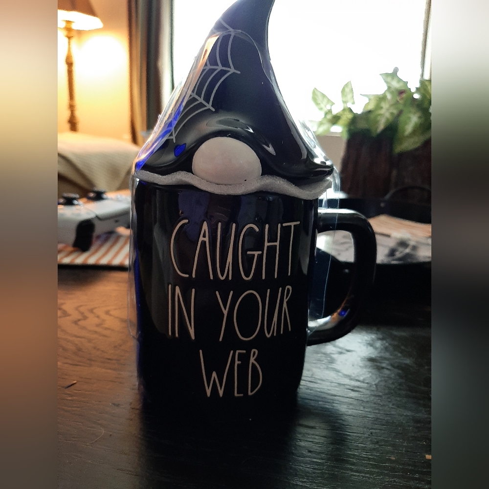 RAE DUNN Caught In Your Web Mug With Topper. New! Halloween! 🎃